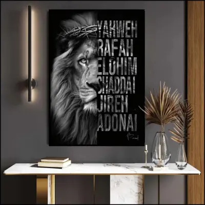 Tableau Lion YAWHE : Œuvre d'Art Majestueuse pour une Décoration Murale Puissante