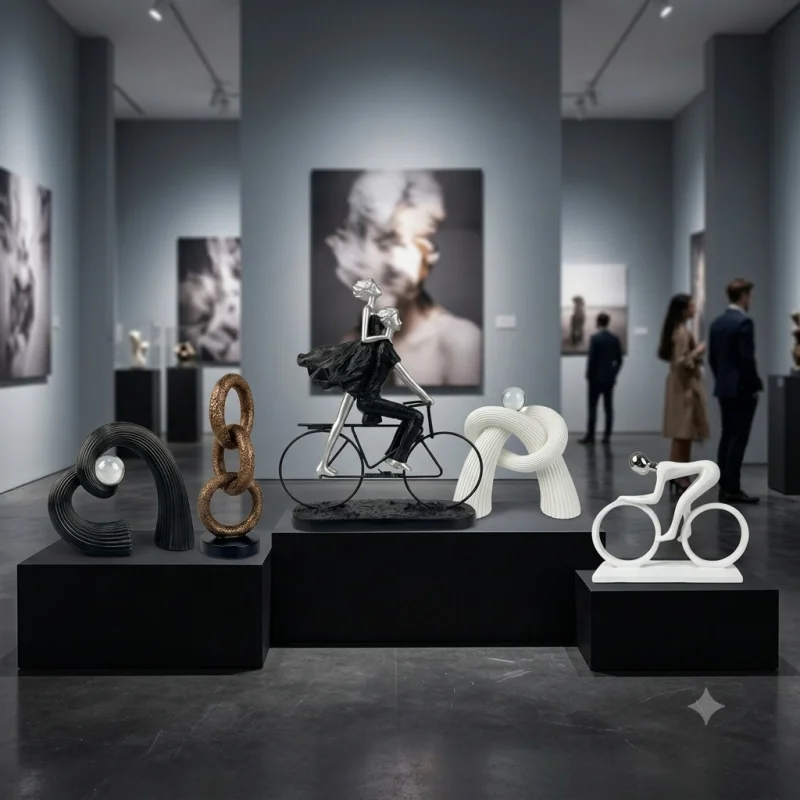 Éternité Géométrique™ – Sculpture Abstraite de Couple en Métal